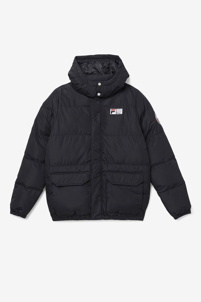 Fila Jacket Mens Black Otler Puffer - Ireland 32460-UMWN